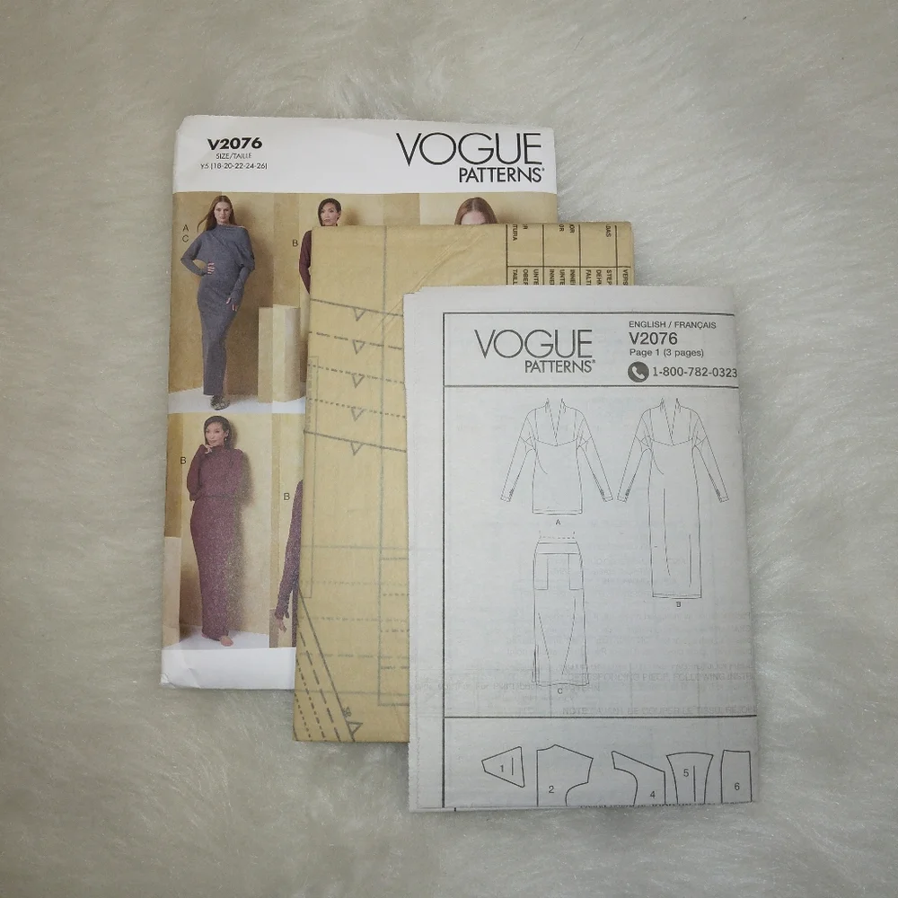 VOGUE V2076 Sz 18-26 Misses Knit Dress Top Worn Frontwards Or Backwards